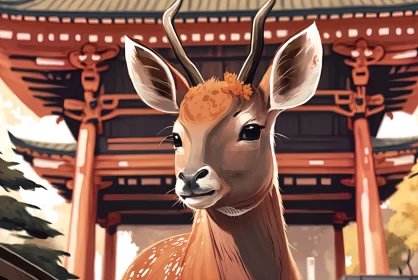 Asian Deer Illustration in City Portraits and Classical Realism