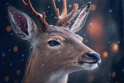 Snowy Deer Portrait: A Dreamlike Representation in Art