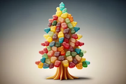 Vintage-inspired Candy Christmas Tree - Surreal and Playful