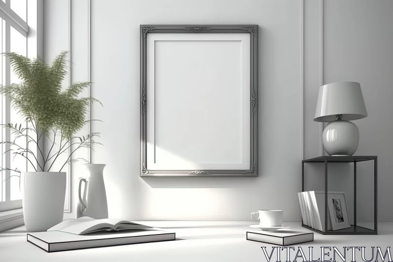 White Interior with Silver Accents and Classic Design AI Image