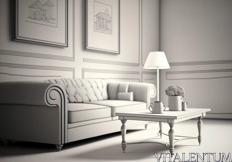 Classic Elegance in Monochromatic Interior Design AI Image