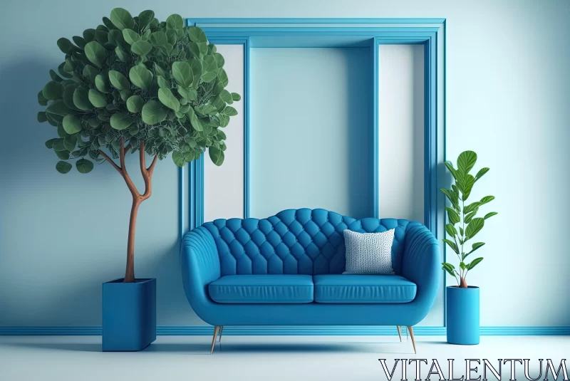 Futuristic Neoclassical Living Room Interior AI Image