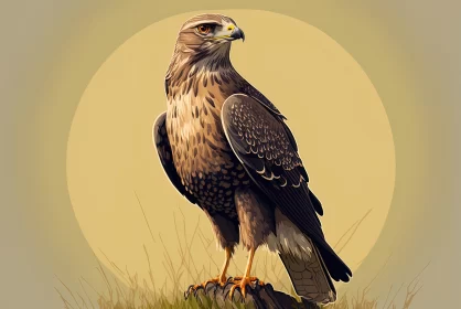 Golden Eagle Illustration in Muted Earth Tones