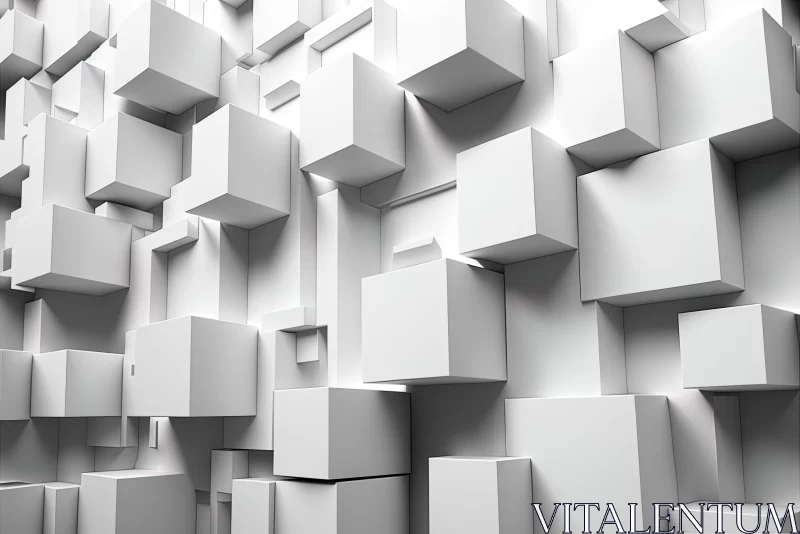 Abstract Cubo-Futurism: White Cubes on Wall AI Image