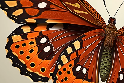 Golden Orange Butterfly - A Detailed Artistic Graphic AI Image
