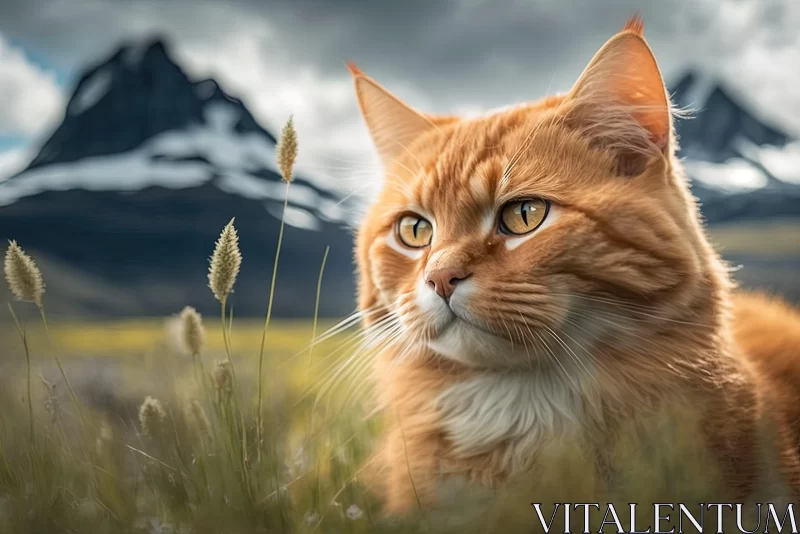 Orange Tabby Cat in Nature: A Photorealistic Portraiture AI Image