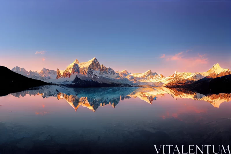 Sunrise Over Chilean Highlands: Mountain Reflection on Lake AI Image