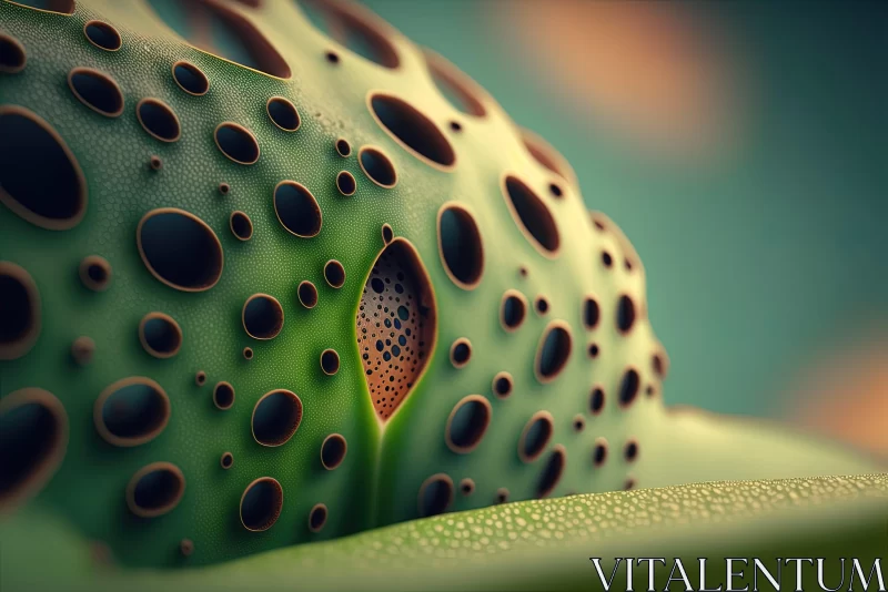 Biomorphic Green Leaf Macro Art AI Image