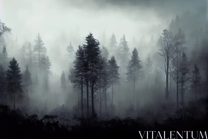 Captivating Foggy Forest Landscape - A Gothic Wilderness Tale AI Image