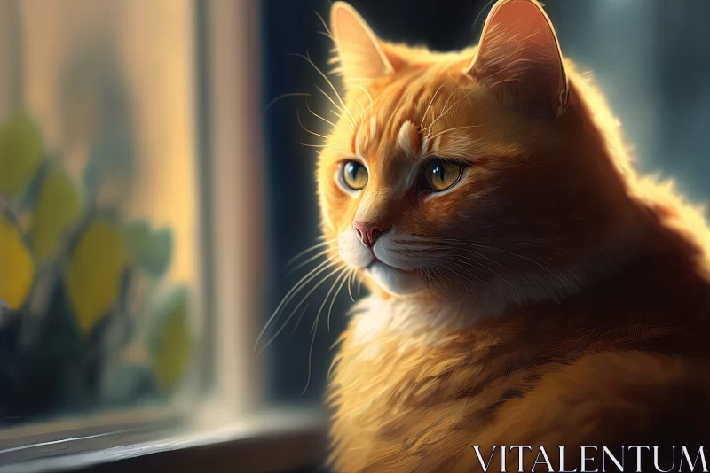 Charming and Detailed Illustration of an Orange Cat AI Image
