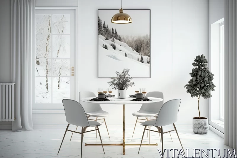Contemporary Blue Dining Room Design - A Photorealistic 3D Rendering AI Image