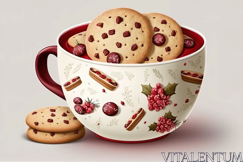 Festive Christmas Cookie Mug Illustration AI Image