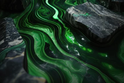 Green Marble Water Abstract - A Dive into Psychedelic Surrealism