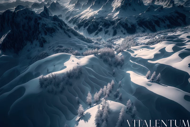 Snowy Mountain Landscape: Aerial View of French Scenery AI Image
