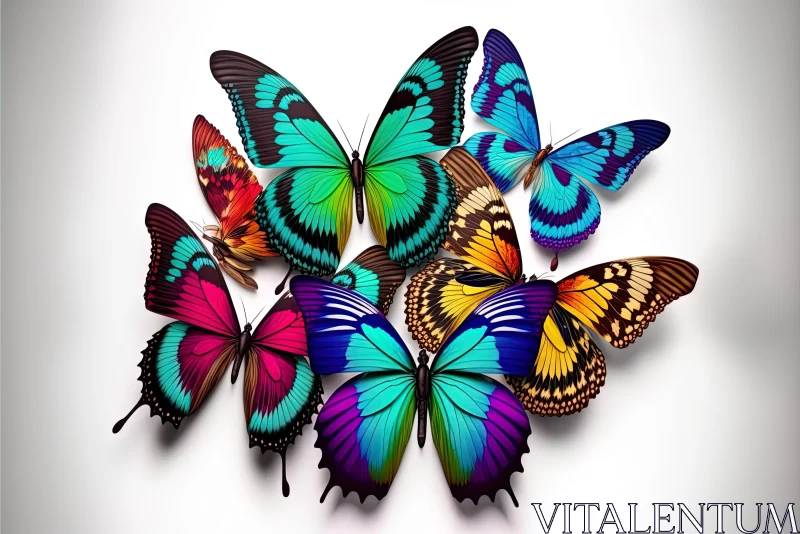 Colorful Butterflies and Brightly Colored Birds Artwork AI Image