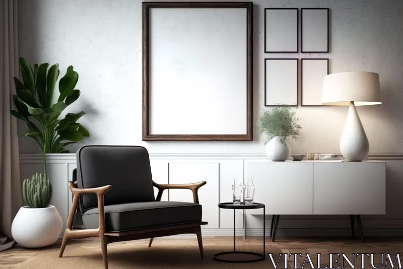 Serene and Minimalist Living Room Interior AI Image