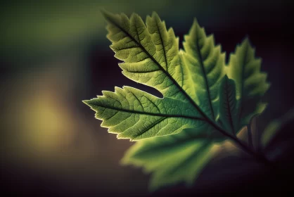 Atmospheric Woodland Imagery: Close-Up Leaf with Solarization
