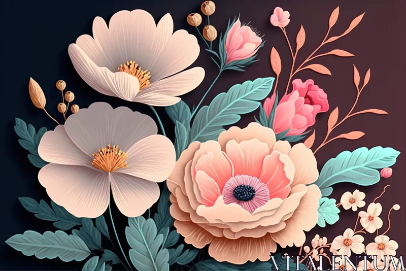 Nature-Inspired Digital Art - Elegant Floral Illustration AI Image