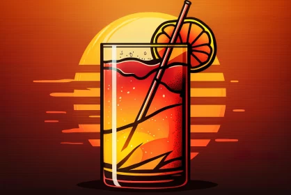 Sunset Cocktail Illustration: A Fusion of Color and Style AI Image