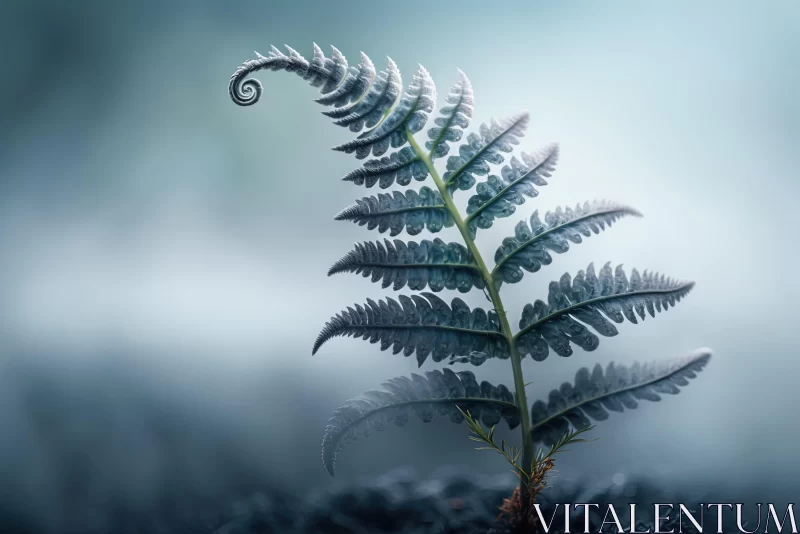 Surreal 3D Landscape with Fern Leaf - A Tribute to Norwegian Nature AI Image