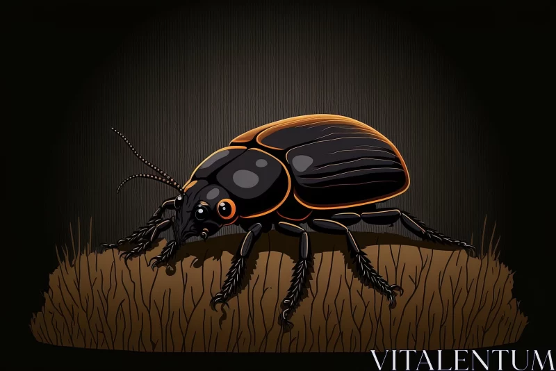 Black Beetle in Golden Age Illustration Style AI Image