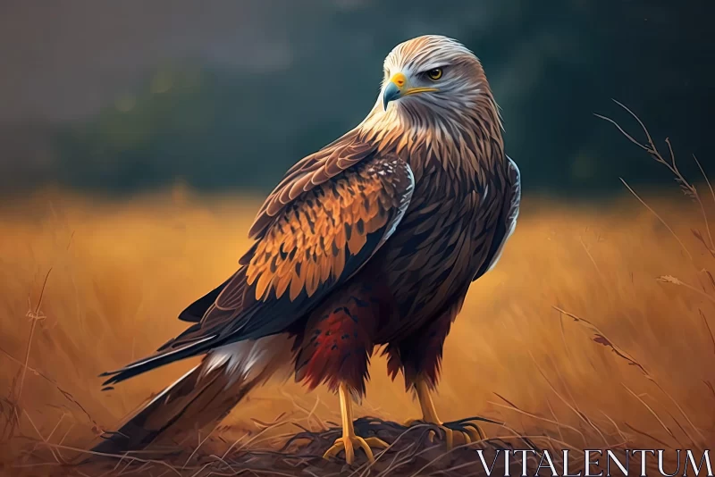 Red Kite Painting in Field - Digital Art Wonders AI Image