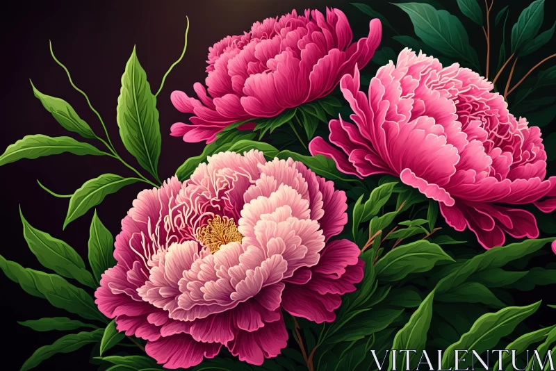 Darkly Detailed Pink Floral Painting AI Image