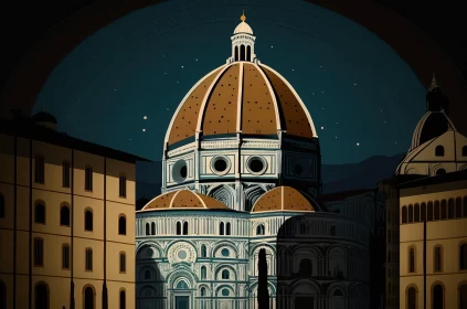 Florentine Renaissance Inspired Pop Art - Night Cathedral