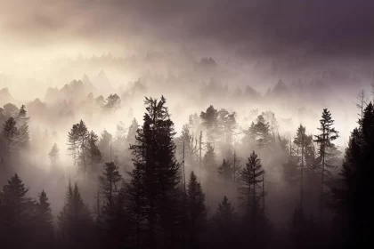 Mystical Foggy Forest - A Mesmerizing Landscape