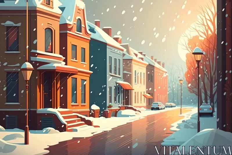 AI ART Charming Winter Scene in Cartoonish Tonalist Style