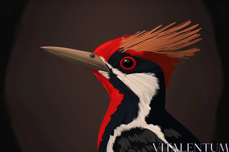 Colorful Woodpecker Bird in Minimalistic Kimoicore Style AI Image