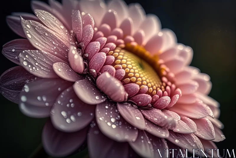Pink Gerbera Daisy Flower Under Rain - Macro Photography AI Image