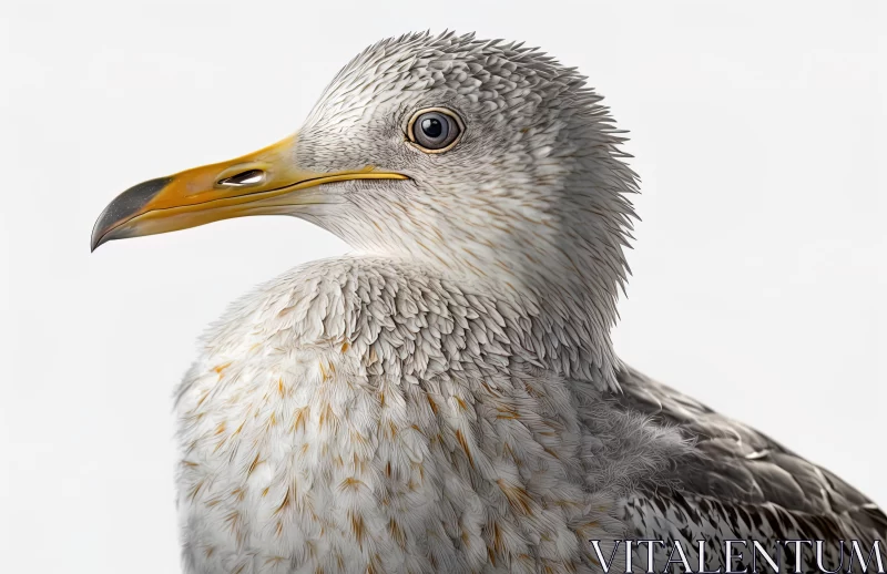 Detailed Seagull Portrait in Pointillist Coloration AI Image