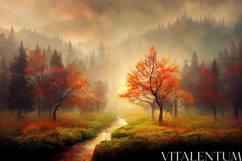 Autumn Forest in Surrealistic Style AI Image