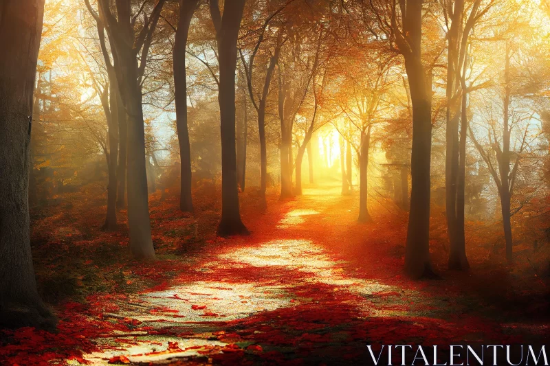 Enchanting Forest Path in Romantic Fantasy Style AI Image