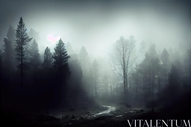 Mystical Dark Forest - A Surrealistic Fantasy Landscape AI Image