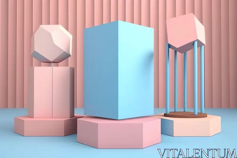 Pastel Colored 3D Rendered Abstract Composition AI Image