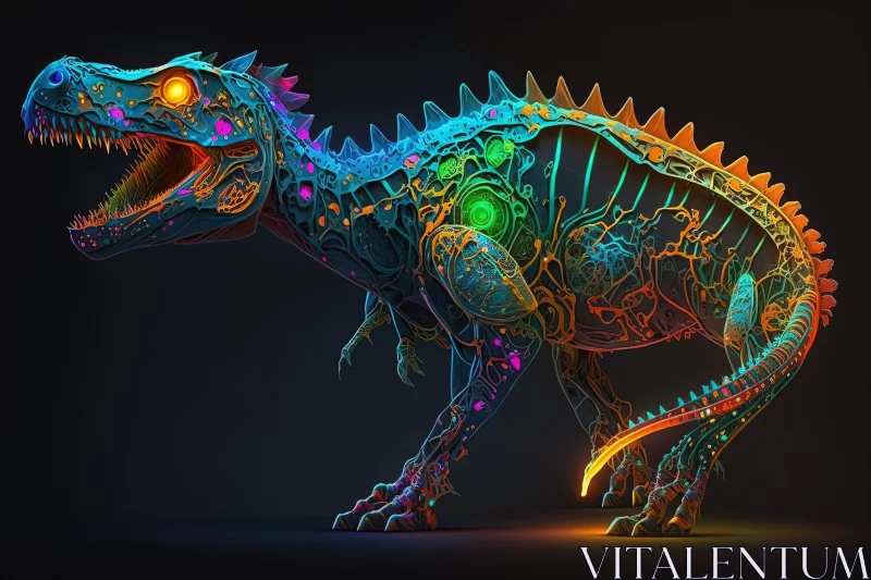 Glowing T-Rex: Futuristic Mechanical Artwork AI Image