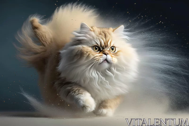 Persian Cat in Motion: A Digital Art Masterpiece AI Image