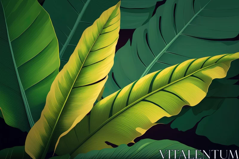 Tropical Jungle Green Leaves - Dark Background Editorial Illustrations AI Image