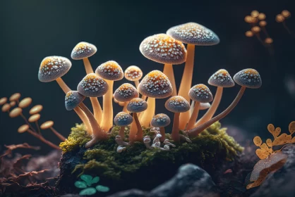 Mystical Mushroom Wonderland - Nature's Enchanting Imagery AI Image