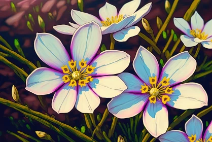 Blooming Anime Flowers: A Fauvist Digital Painting AI Image
