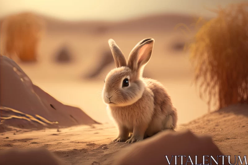 AI ART Dreamy Desert Rabbit - A Detailed Artistic Representation