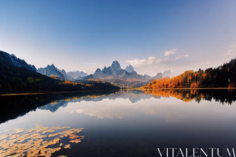Mountain Lake in Fall Colors: A Serene Landscape AI Image