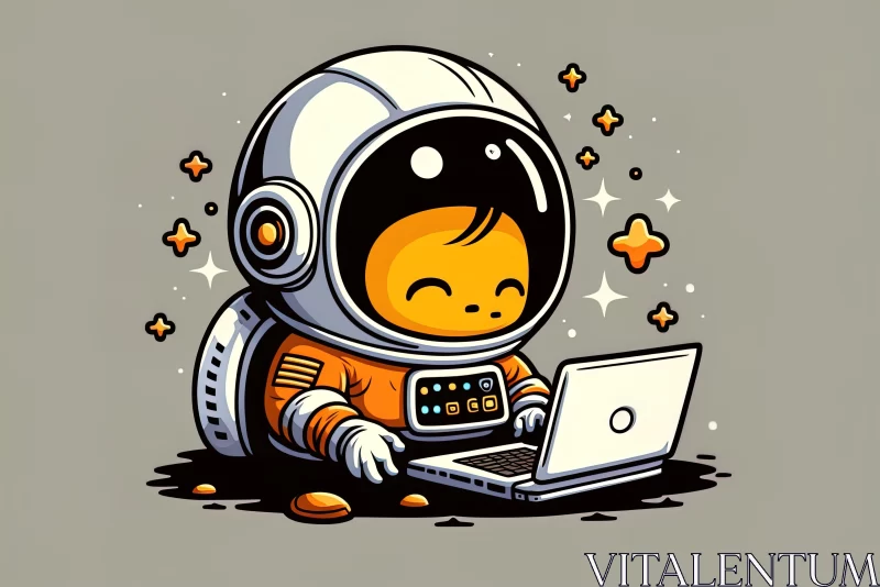Astronaut in Space with Laptop - Honeycore Aesthetic Artwork AI Image
