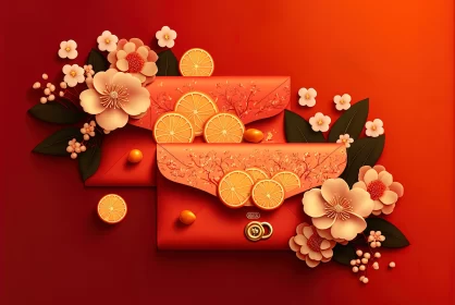 Chinese New Year Art: Floral Designs & Nature Motifs AI Image