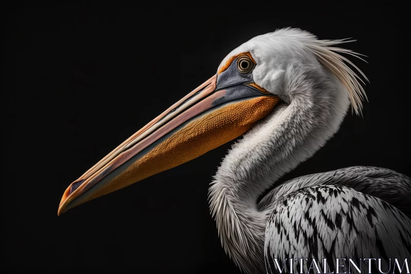 Close-Up Pelican Portrait: A Study in Colour and Detail AI Image