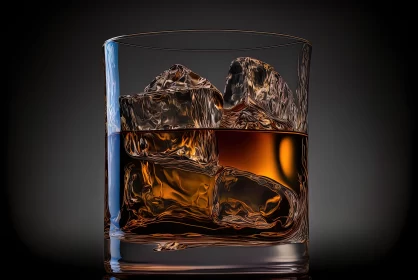 Precisionist Art: Ice-filled Glass on Black Background AI Image
