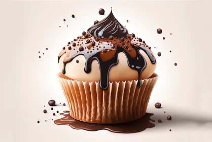 Chocolate Cupcake - A Fluid Blend of Colors and Bold Lines