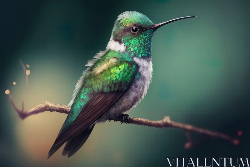 Nature-Inspired Digital Painting of Hummingbird AI Image